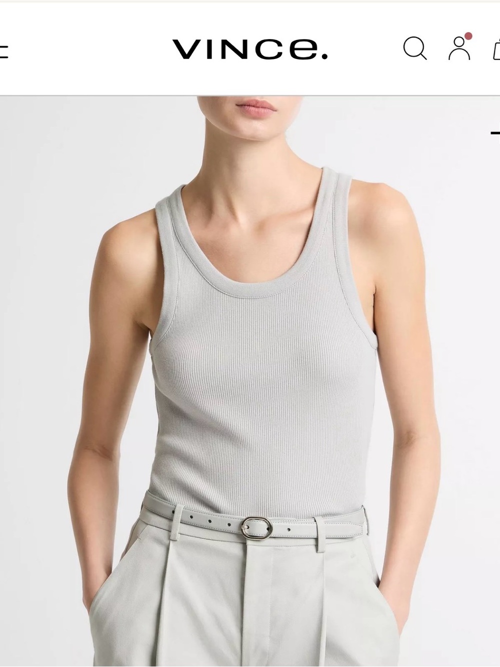 Vince Ribbed Scoop Neck Tank Top in White